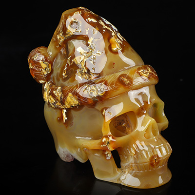 Merry Christmas! 3.8" Agate Amethyst Geode Hand Carved Crystal Skull Fine Art Sculpture, Crystal Healing