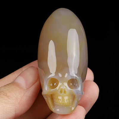 2.2" Carnelian Hand Carved Crystal Skull Fine Art Sculpture, Crystal Healing