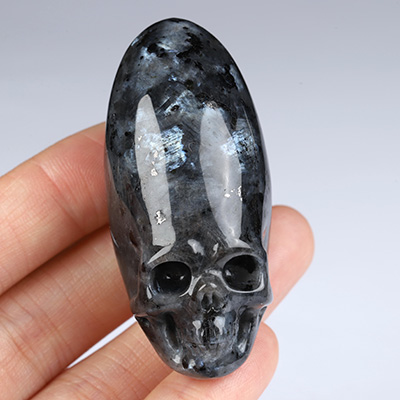 2.3" Larvikite Hand Carved Crystal Skull Fine Art Sculpture, Crystal Healing