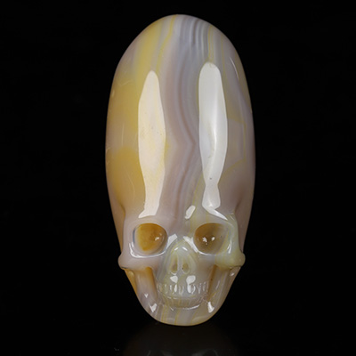 2.1" Banded Agate Hand Carved Crystal Skull Fine Art Sculpture, Crystal Healing