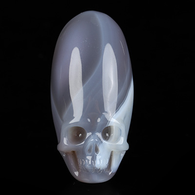 Gemstone 2.2" Mozambique Agate Hand Carved Crystal Skull Fine Art Sculpture, Crystal Healing