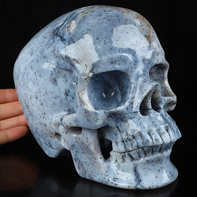 Lifesized 6.9" Flower Agate Hand Carved Crystal Skull, Super Realistic, Crystal Healing