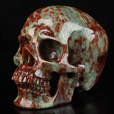 4.9" Chinese Garnet Hand Carved Crystal Skull, Super Realistic, Crystal Healing