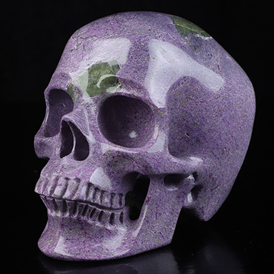 4.9" Stichtite and Serpentine Hand Carved Crystal Skull, Super Realistic, Crystal Healing