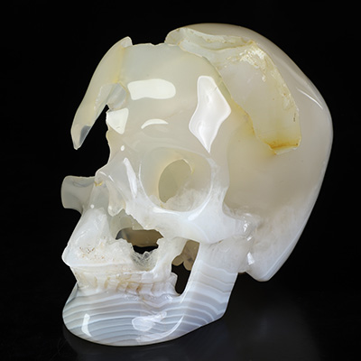 5.0" Banded Agate Hand Carved Crystal Skull, Super Realistic, Crystal Healing