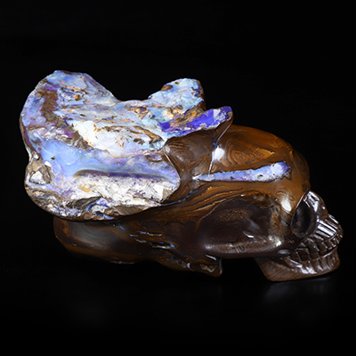 4.3" Matrix Opal Star Being Mayan Alien Crystal Skull , Hand Carved Gemstone Fine Art Sculpture