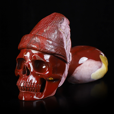 Merry Christmas! 6.9" Mookaite Jasper Hand Carved Crystal Skull Fine Art Sculpture, Crystal Healing