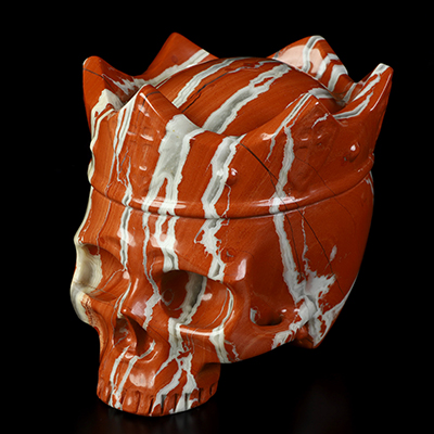 5.2" Red Jasper Hand Carved The Queen Crystal Skull Sculpture, Crystal Healing