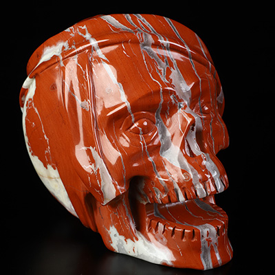 5.1" Red Jasper Hand Carved Zombie Crystal Skull Fine Art Sculpture, Crystal Healing