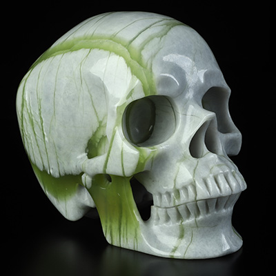 4.9" Chinese Picasso Jasper Hand Carved Crystal Skull, Super Realistic, Crystal Healing