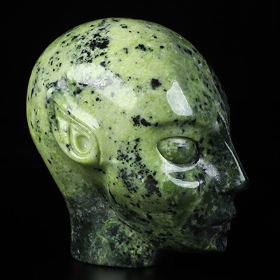 4.1" Hiso Jasper Hand Carved Fairy Elf Alien Crystal Skull Companion Sculpture, Crystal Healing