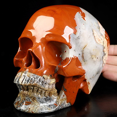 Lifesized 5.9" Red Jasper Hand Carved Crystal Skull, Super Realistic, Crystal Healing