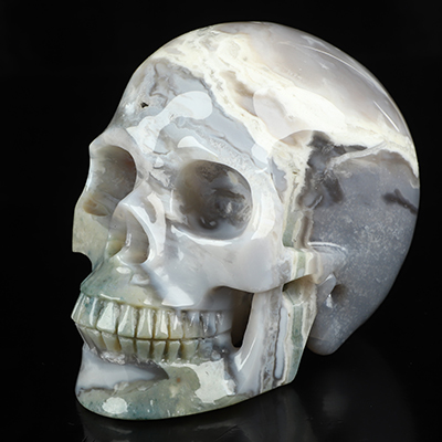 4.9" Indian Agate Hand Carved Crystal Skull, Realistic, Crystal Healing