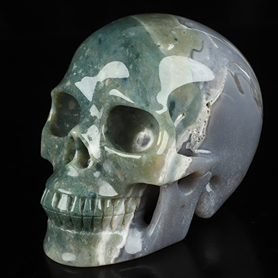 5.0" Indian Agate Hand Carved Crystal Skull, Realistic, Crystal Healing