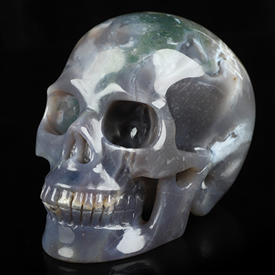 5.0" Indian Agate Hand Carved Crystal Skull, Realistic, Crystal Healing