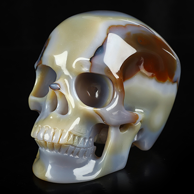 4.9" Agate Hand Carved Crystal Skull, Super Realistic, Crystal Healing
