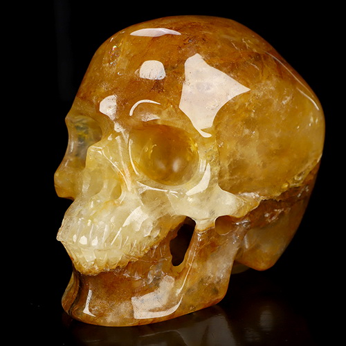 4.9" Golden Healer Quartz Hand Carved Crystal Skull, Super Realistic, Crystal Healing