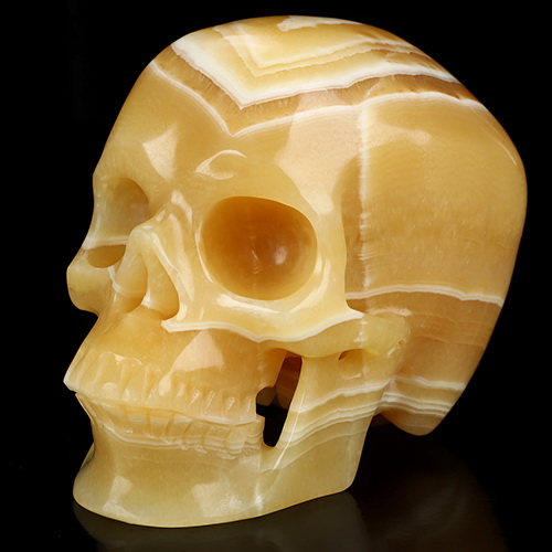 5.0" Beeswax Jade Hand Carved Crystal Skull, Super Realistic, Crystal Healing