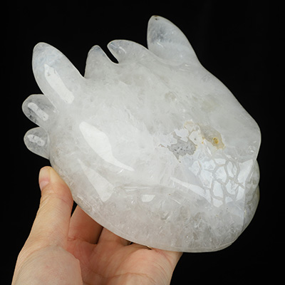 5.1" Quartz Rock Crystal Hand Carved Crystal Toothless Fine Art Sculpture, Crystal Healing
