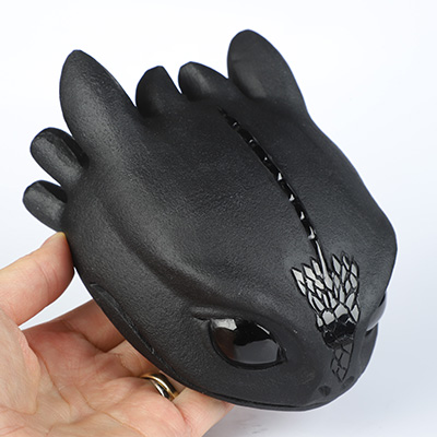 5.1" Black Obsidian Hand Carved Crystal Toothless Fine Art Sculpture, Crystal Healing