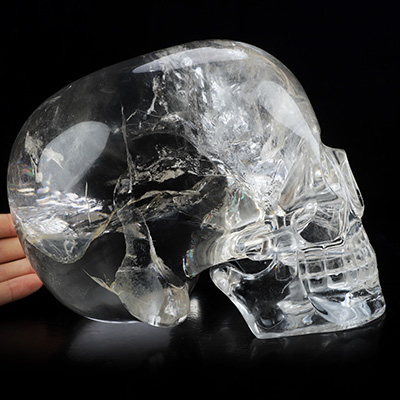 8.1" Quartz Rock Crystal Hand Carved Crystal Skull, MH Skull Replica Sculpture, Crystal Healing