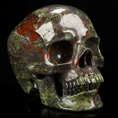 5.1" Dragon Blood Jasper Hand Carved Crystal Skull, Super Realistic, Crystal Healing