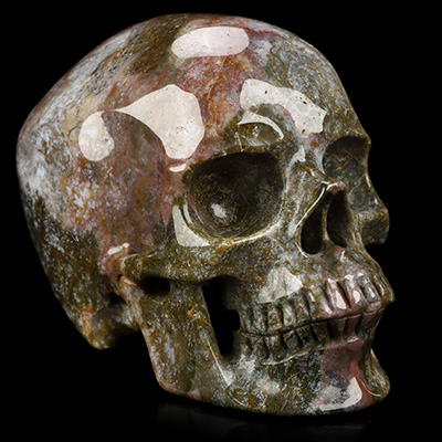 5.1" Indian Agate Hand Carved Crystal Skull, Super Realistic, Crystal Healing