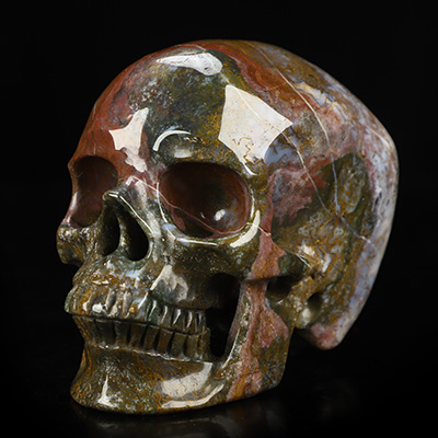5.1" Indian Agate Hand Carved Crystal Skull, Super Realistic, Crystal Healing