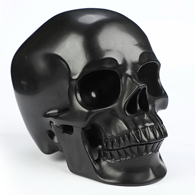 5.1" Shungite Hand Carved Crystal Skull, Super Realistic, Crystal Healing