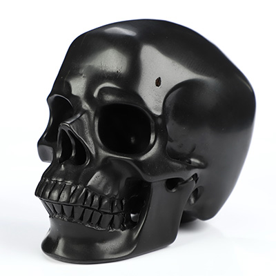5.1" Shungite Hand Carved Crystal Skull, Super Realistic, Crystal Healing