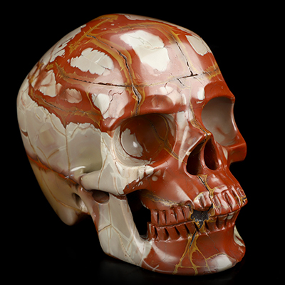 5.5" Red Noreena Jasper Hand Carved Crystal Skull, Super Realistic, Crystal Healing