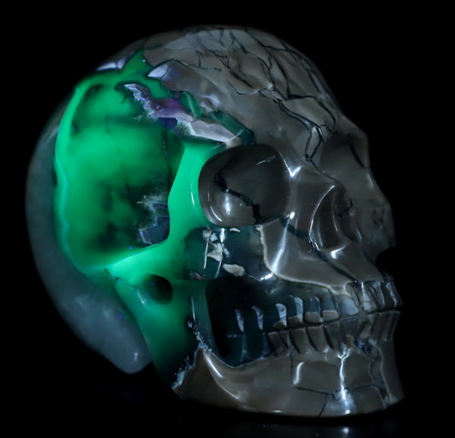 4.9" Volcano Agate Hand Carved Crystal Skull, Realistic, Crystal Healing