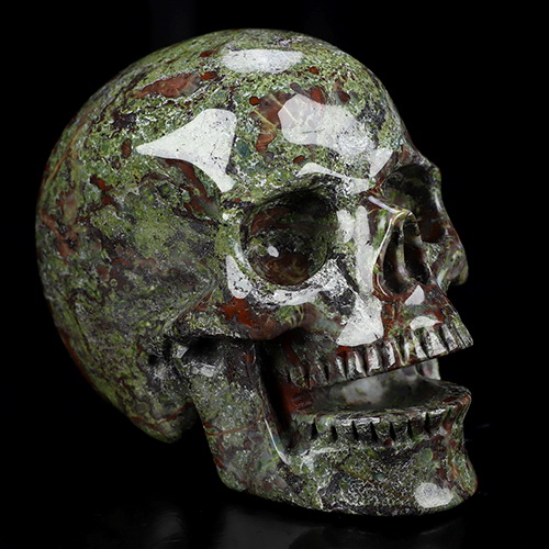 5.0" Dragon Blood Jasper Hand Carved Singing Crystal Skull Sculpture, Crystal Healing