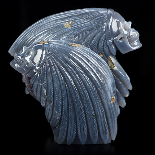 5.2" Agate Amethyst Geode Hand Carved Indian Crystal Skulls Sculpture, Crystal Healing