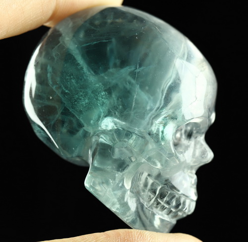 2.1" Fluorite Hand Carved Crystal Skull, Realistic, Crystal Healing