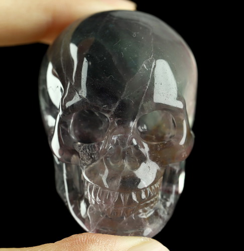 2.1" Fluorite Hand Carved Crystal Skull, Realistic, Crystal Healing