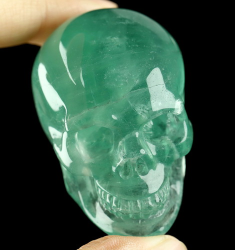2.1" Fluorite Hand Carved Crystal Skull, Realistic, Crystal Healing