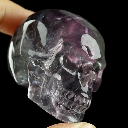 2.1" Fluorite Hand Carved Crystal Skull, Realistic, Crystal Healing