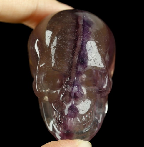 2.1" Fluorite Hand Carved Crystal Skull, Realistic, Crystal Healing