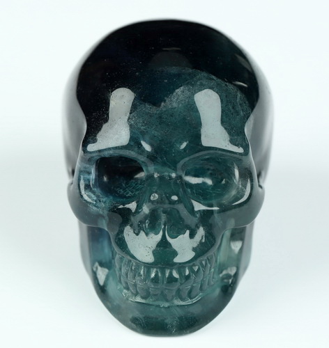2.1" Fluorite Hand Carved Crystal Skull, Realistic, Crystal Healing