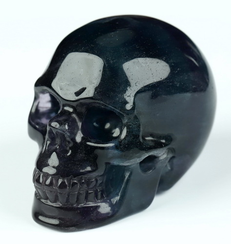 2.1" Fluorite Hand Carved Crystal Skull, Realistic, Crystal Healing