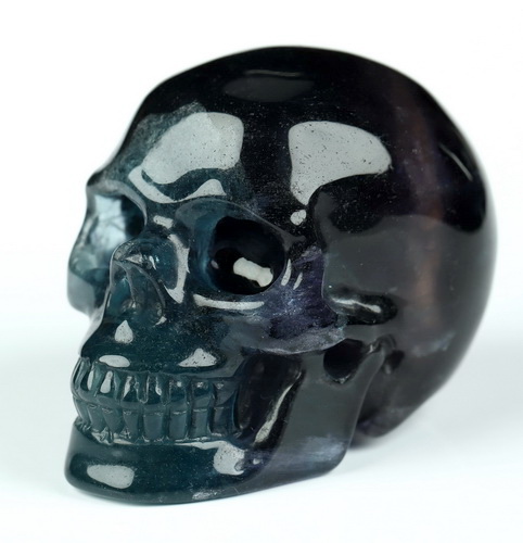 2.1" Fluorite Hand Carved Crystal Skull, Realistic, Crystal Healing