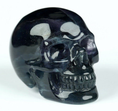 2.1" Fluorite Hand Carved Crystal Skull, Realistic, Crystal Healing
