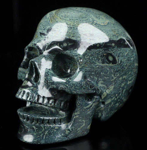 5.0" Kambaba Jasper Hand Carved Singing Crystal Skull Sculpture, Crystal Healing
