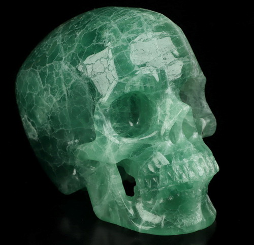 5.0" Fluorite Hand Carved Crystal Skull, Super Realistic, Crystal Healing