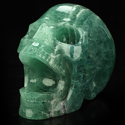 5.2" Fluorite Hand Carved Laughing Crystal Skull Sculpture, Crystal Healing