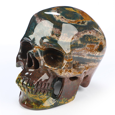 3.6" Bloodstone Hand Carved Crystal Skull, Super Realistic, Crystal Healing