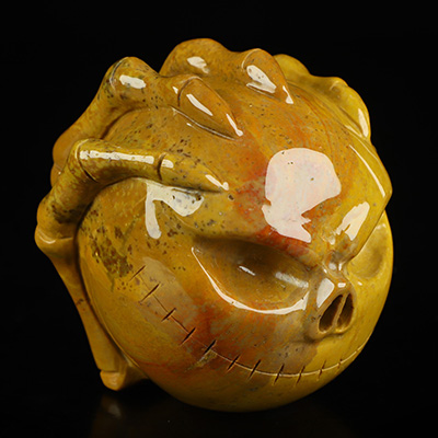 3.1" Indian Agate Hand Carved Jack Crystal Skull Sculpture, Crystal Healing