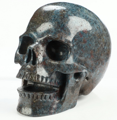 5.1" Ruby Kyanite Hand Carved Singing Crystal Skull Sculpture, Crystal Healing