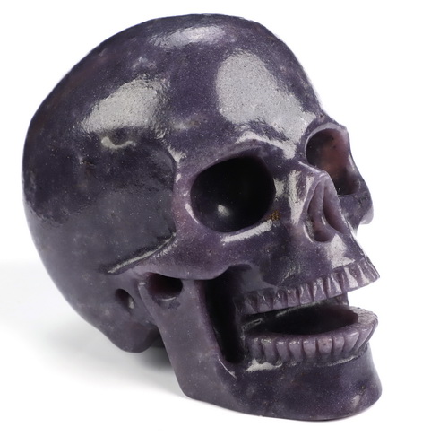 5.0" Lepidolite Hand Carved Singing Crystal Skull Sculpture, Crystal Healing